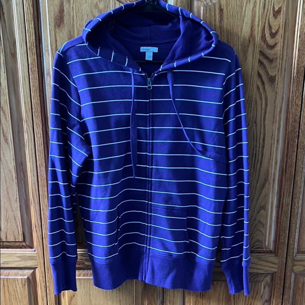 Old Navy Purple and White Zip Up Sweater
